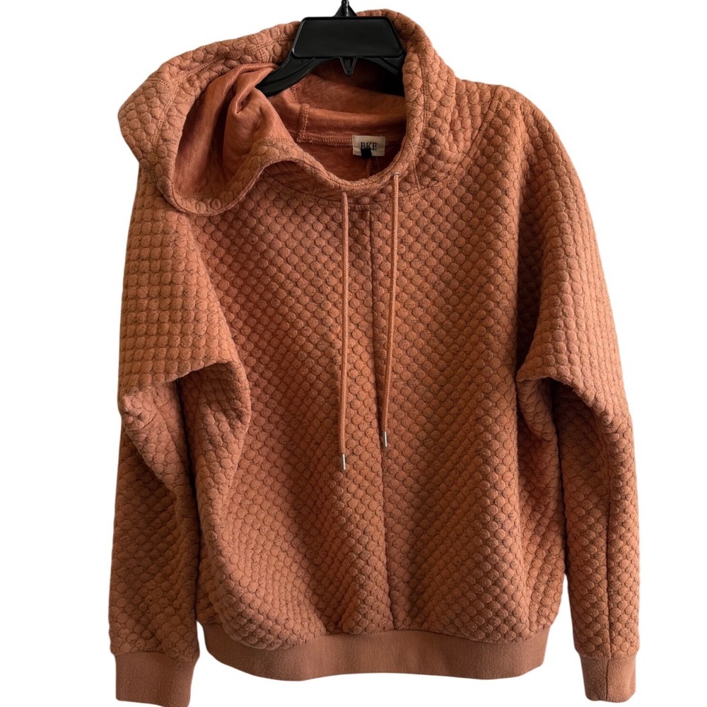 BKE Textured Quilted Hoodie Sweatshirt‎ Rust Orange Pullover Women's Small